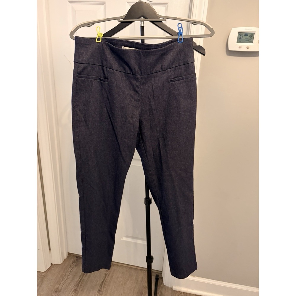 Mid Rise Slim Ankle Pull-On Pants Navy Blue Stretch Size 8 Cato Fashion Academia
